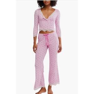 NEW FREE PEOPLE stolen dance pajamas in pink